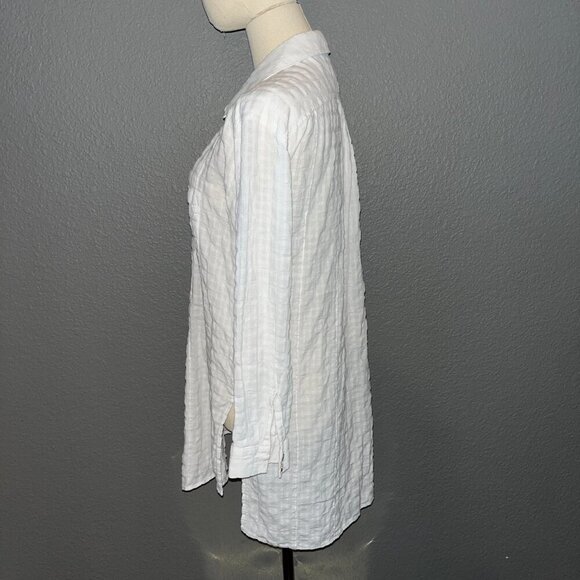 ANTHROPOLOGIE ANTHRO White Cotton Button Down Textured Tunic Cover-up Top - EUC - Picture 5 of 12